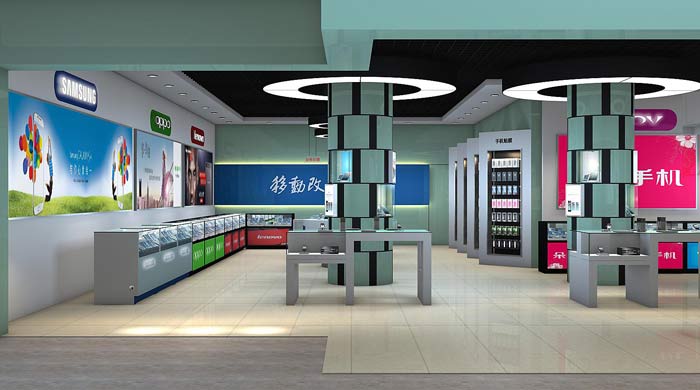 簡潔和美的意象的手機(jī)店設(shè)計(jì)
