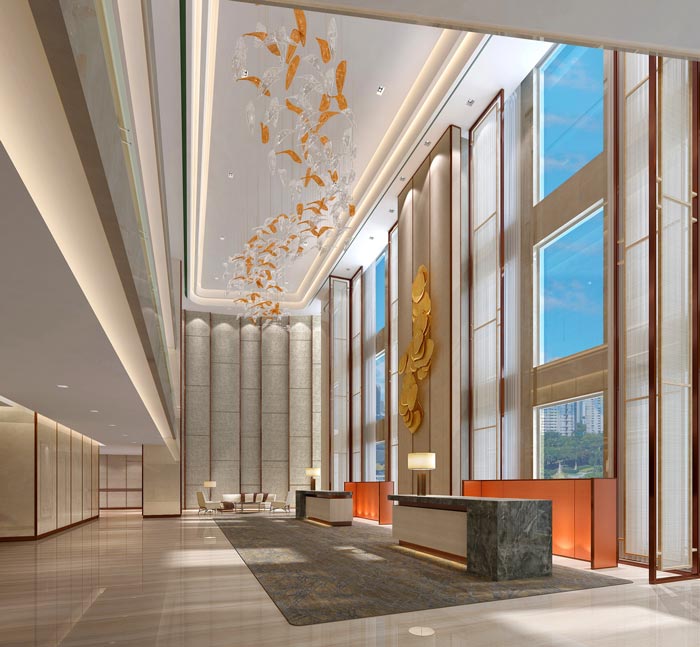 商務(wù)精品酒店前臺裝修設(shè)計(jì)案例效果圖